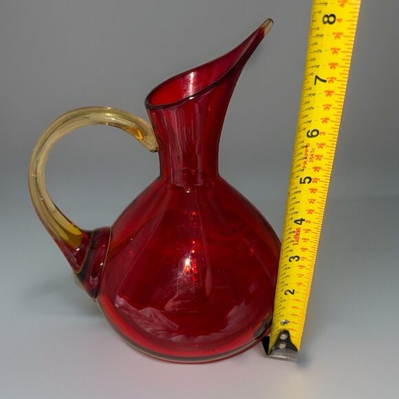 Vintage Rainbow GlassRed Pitcher Amberina Tangerine 1950’s MCM - Picture 7 of 8